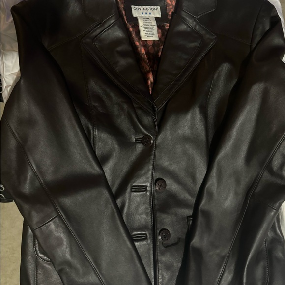 COVINGTON BROWN LEATHER JACKET SIZE M/M 10-12 - Picture 3 of 5